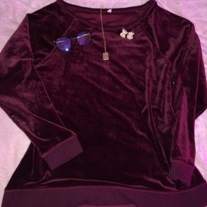 Burgundy Velvet Sweater